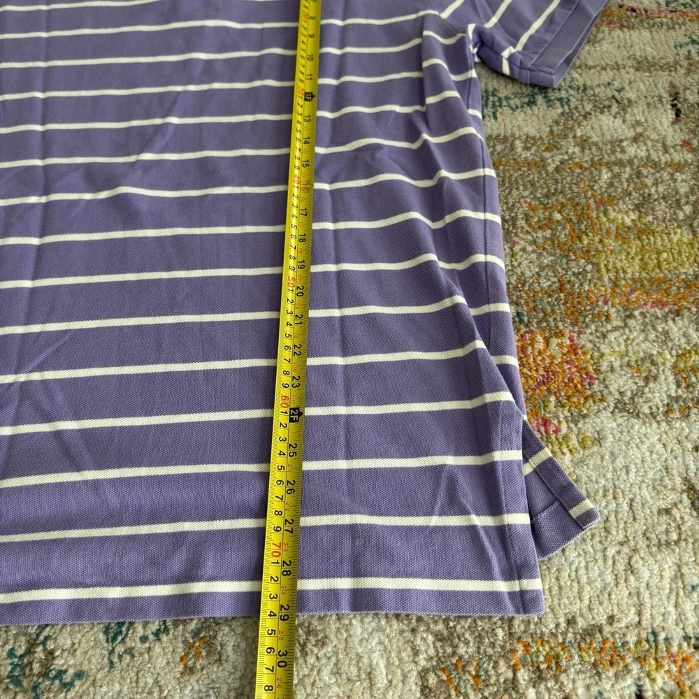 Vintage Y2K Polo Ralph Lauren Striped Polo Shirt Large Purple White Green Pony